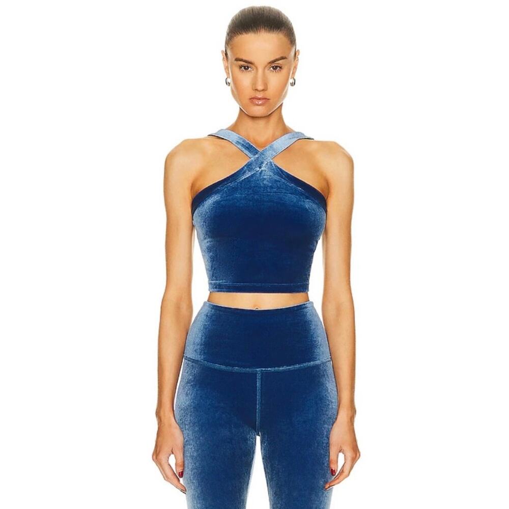 Beyond Yoga Blue Halter Top & Leggings Set Size M